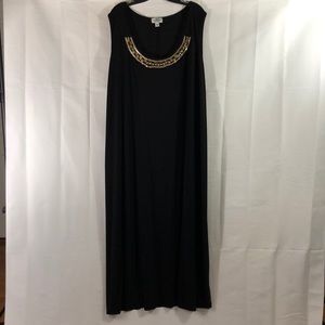 Slinky Metallic Detail Black Maxi